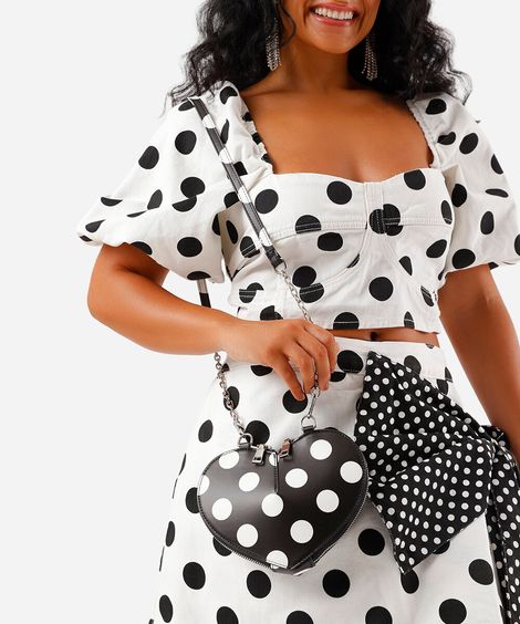 bolsa transversal coração preta