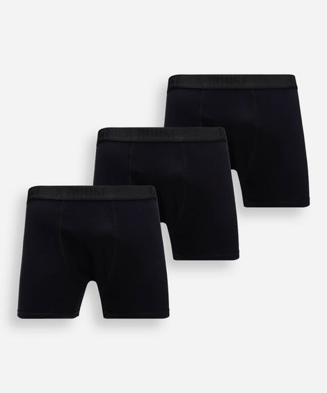 kit de 3 cuecas boxer de algodão preto