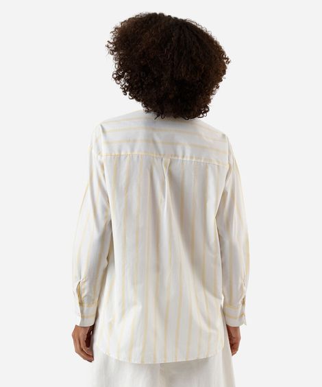 camisa oversized feminina listrada amarela