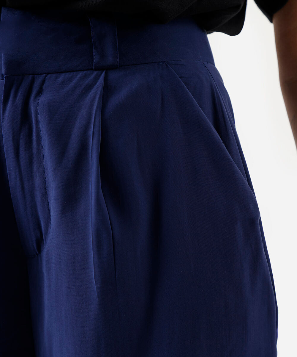 calça wide leg feminina com viscose azul