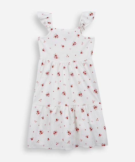 vestido infantil com recorte floral colorido