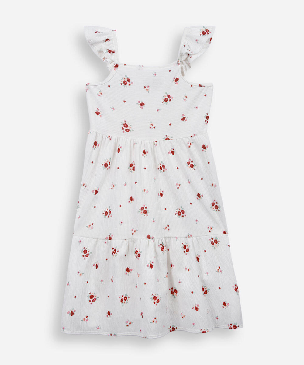 vestido infantil com recorte floral colorido