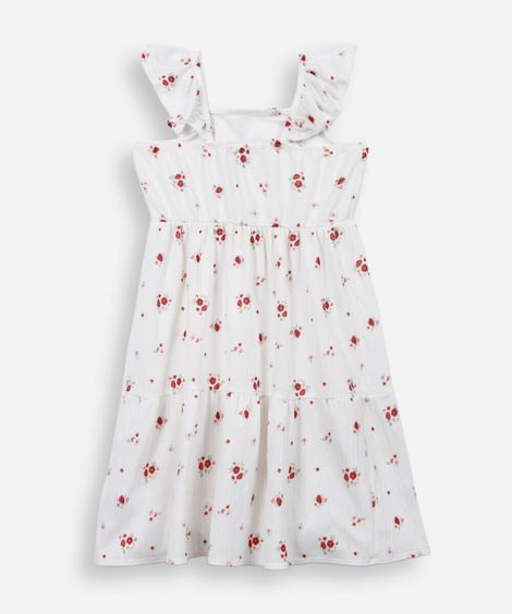 vestido infantil com recorte floral colorido