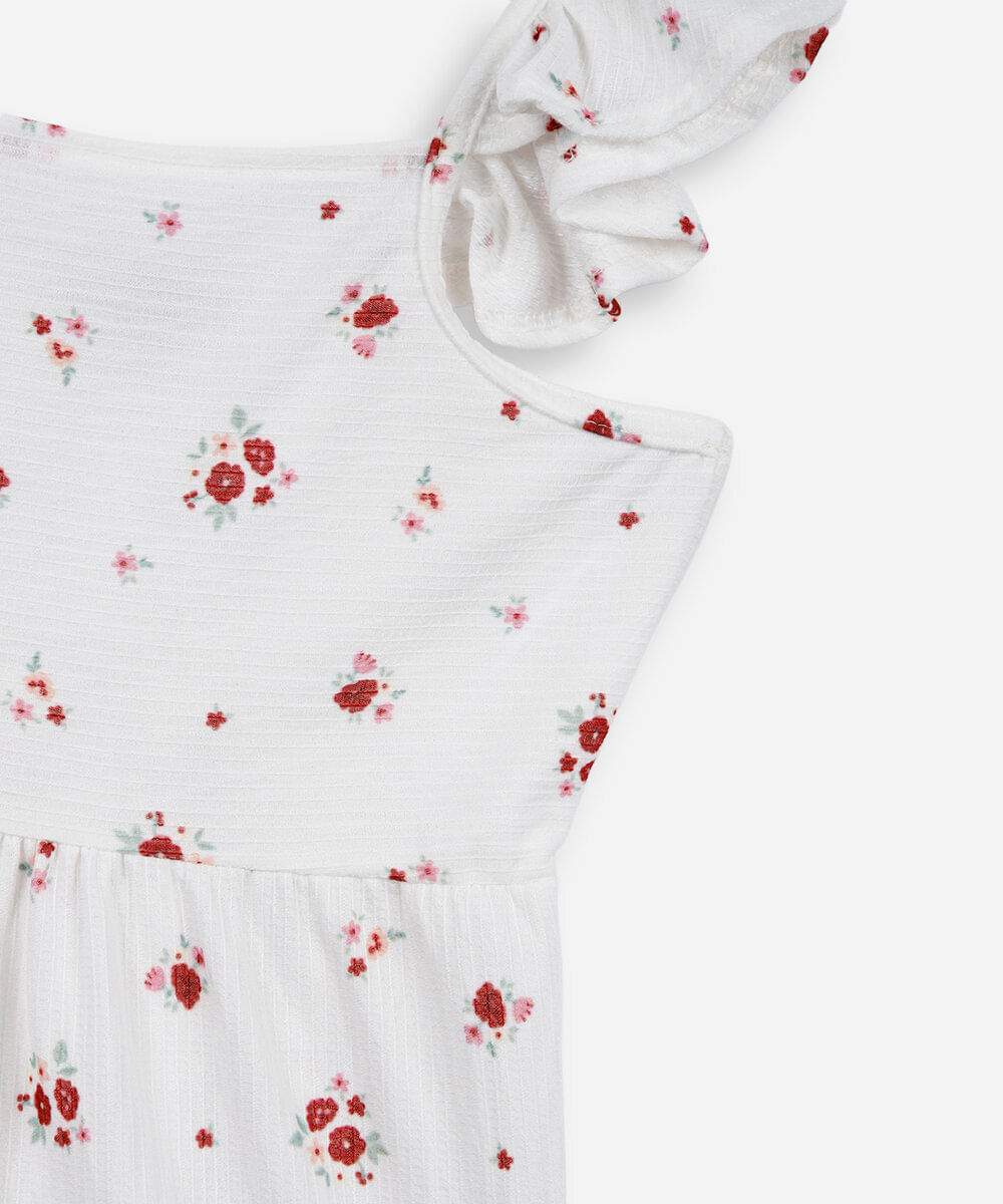 vestido infantil com recorte floral colorido