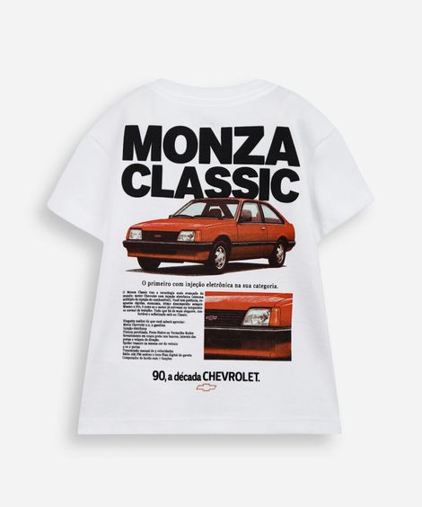 camiseta infantil manga curta monza chevrolet off white