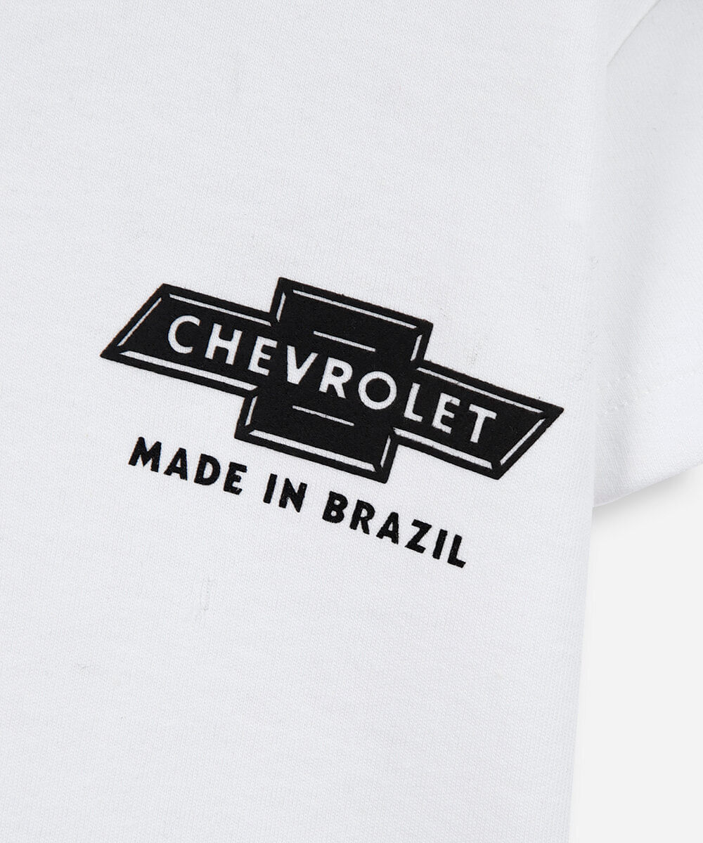 camiseta infantil manga curta monza chevrolet off white