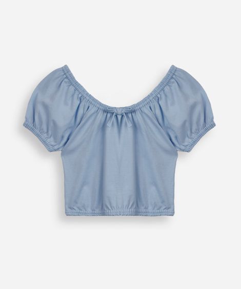blusa infantil de algodão mangas curtas azul
