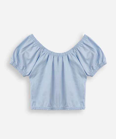 blusa infantil de algodão mangas curtas azul