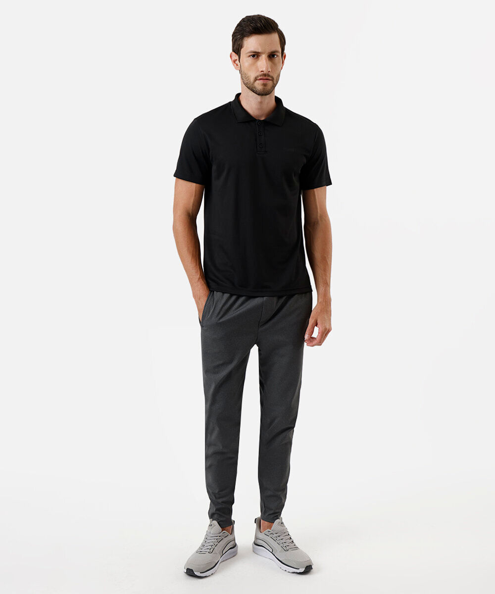 polo masculina esportiva ace texturizada preta