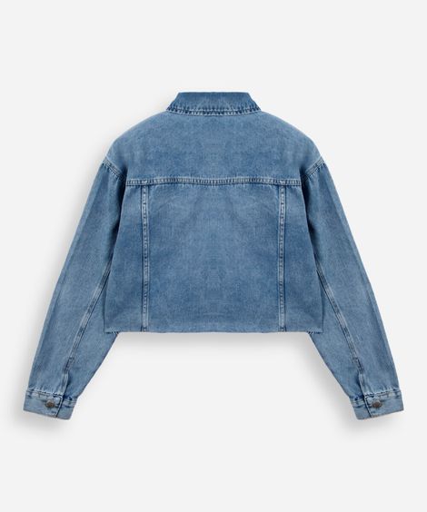 jaqueta jeans juvenil bordada hello kitty azul