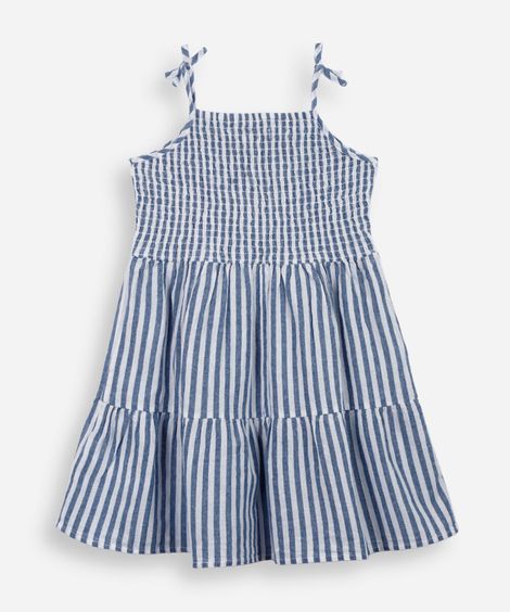 vestido alça fina infantil de algodão com recortes listrado colorido