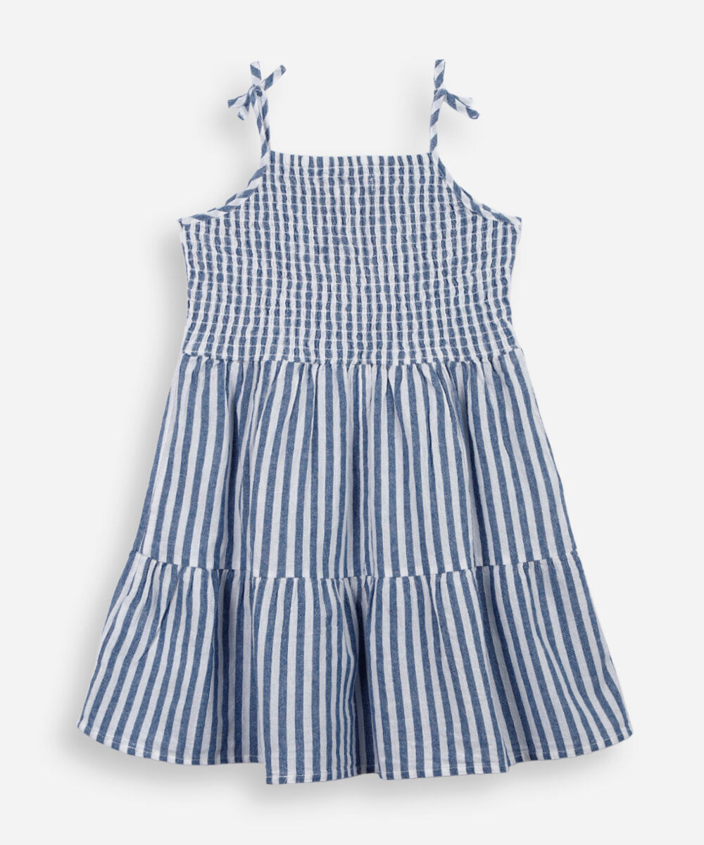 vestido alça fina infantil de algodão com recortes listrado colorido