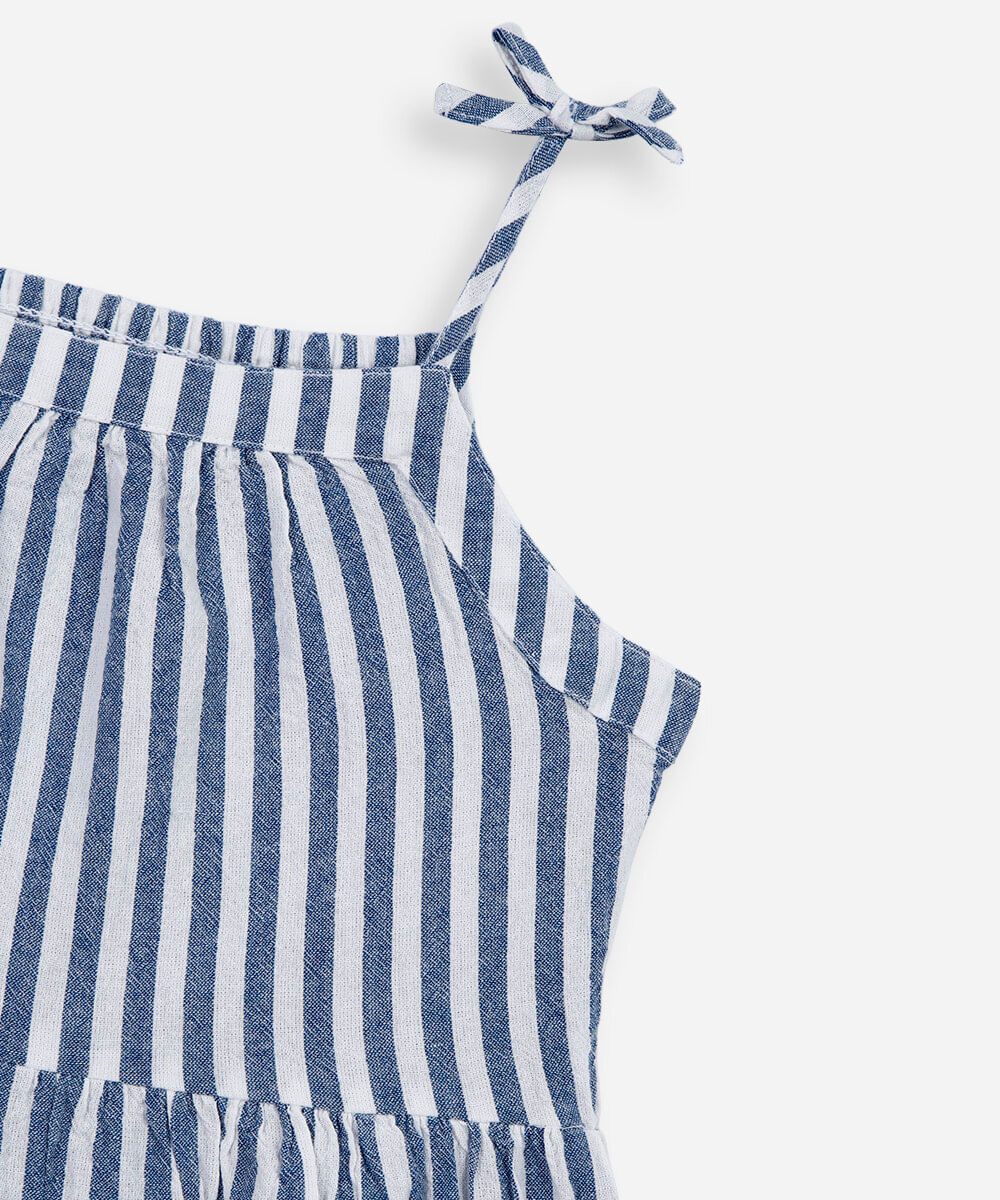 vestido alça fina infantil de algodão com recortes listrado colorido