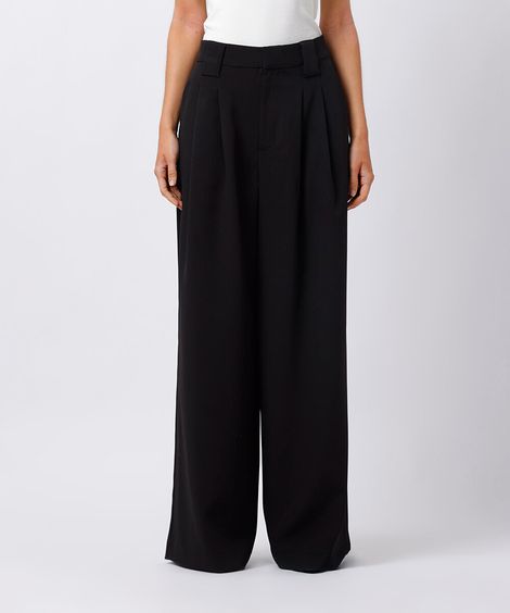 calça de alfaiataria feminina com pregas mindset preta