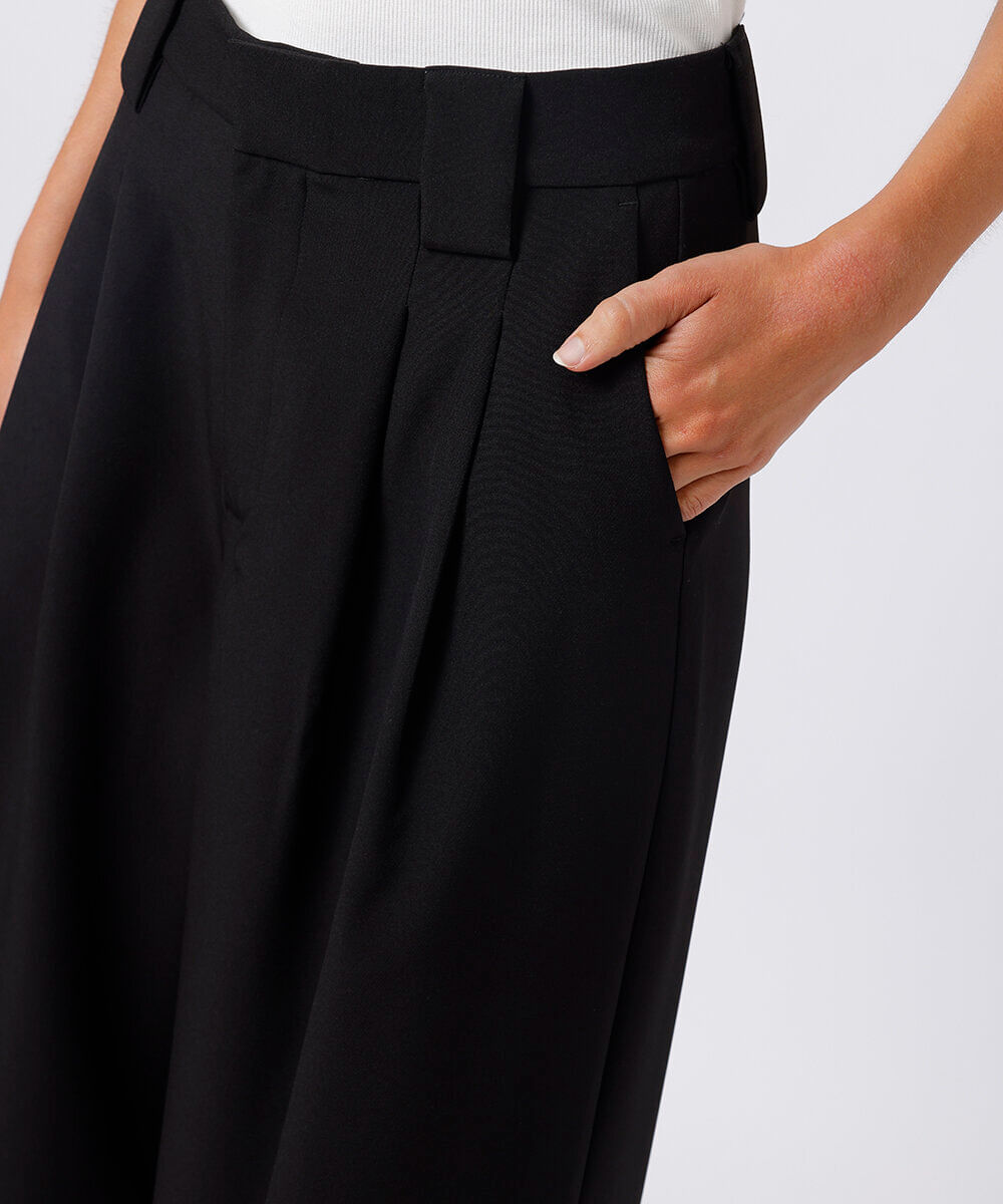 calça de alfaiataria feminina com pregas mindset preta