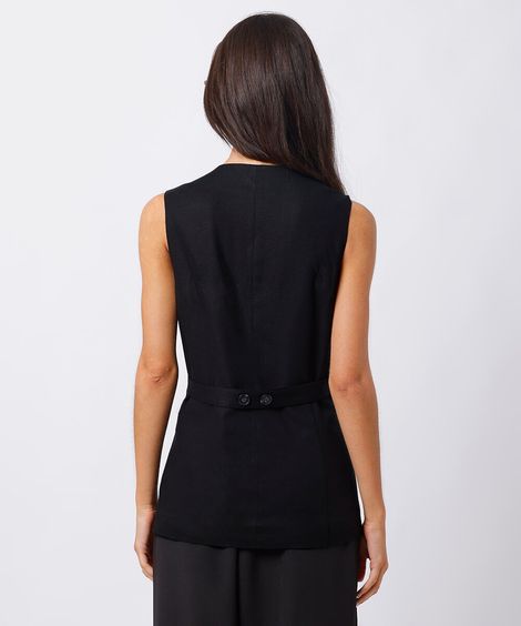 colete alongado feminino com linho mindset preto