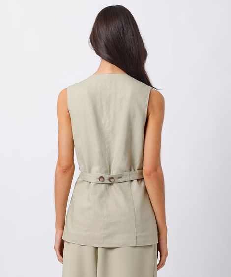 colete alongado feminino com linho mindset verde