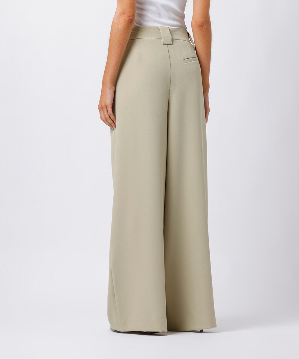 calça de alfaiataria feminina com pregas mindset verde