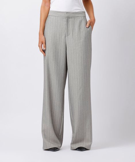 calça de alfaiataria feminina risca de giz mindset cinza