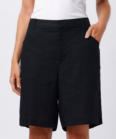 bermuda de alfaiataria feminina com linho mindset preta