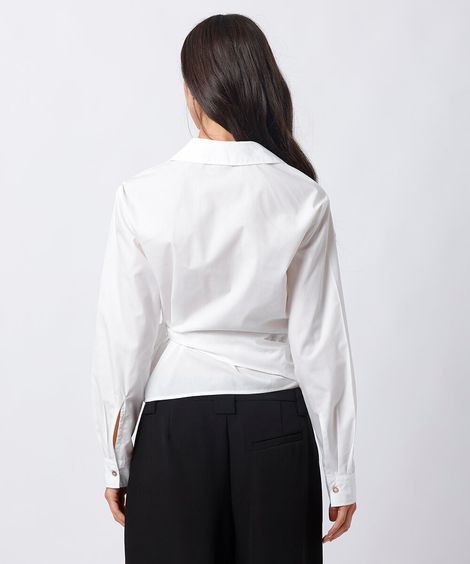 camisa transpassada feminina mindset off white