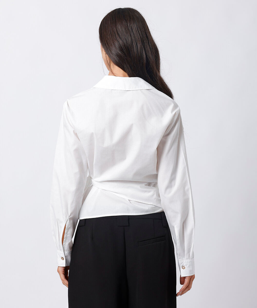 camisa transpassada feminina mindset off white