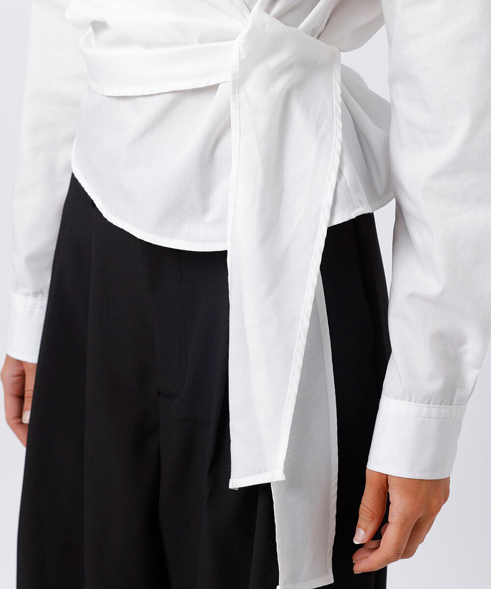 camisa transpassada feminina mindset off white