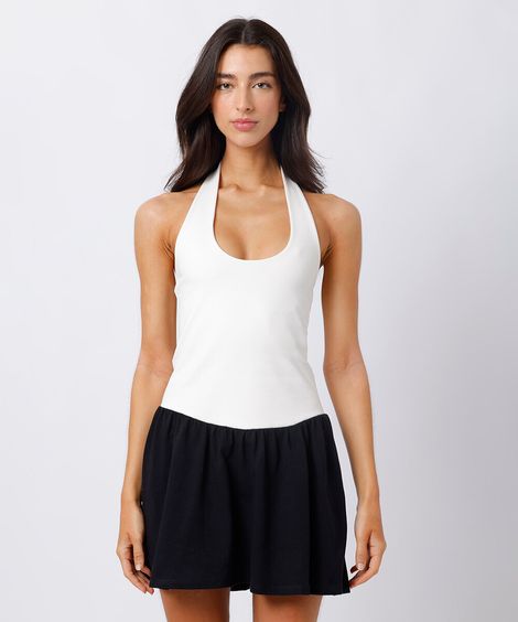 vestido curto feminino frente única bicolor mindset colorido