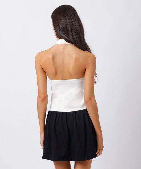 vestido curto feminino frente única bicolor mindset colorido