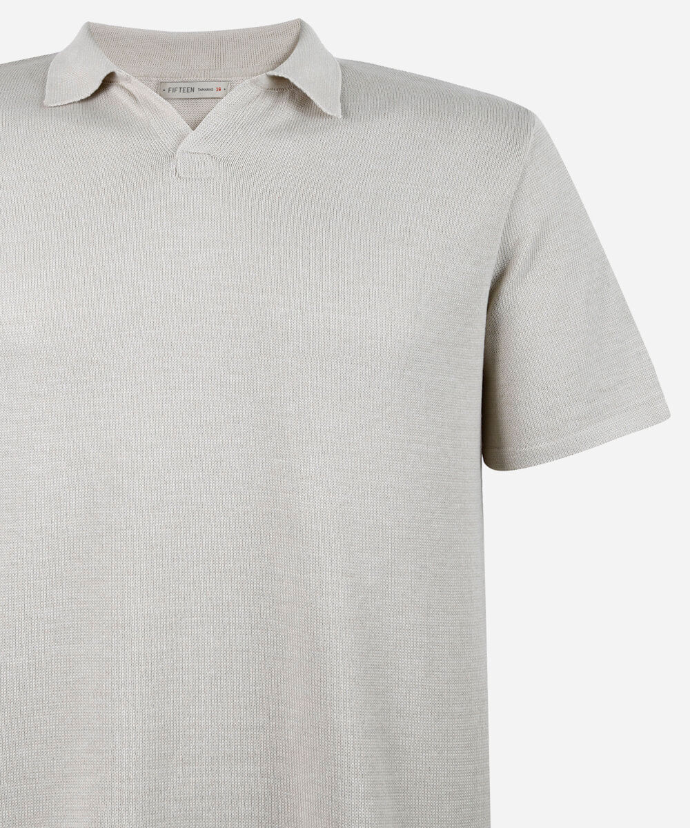 polo juvenil de tricot bege