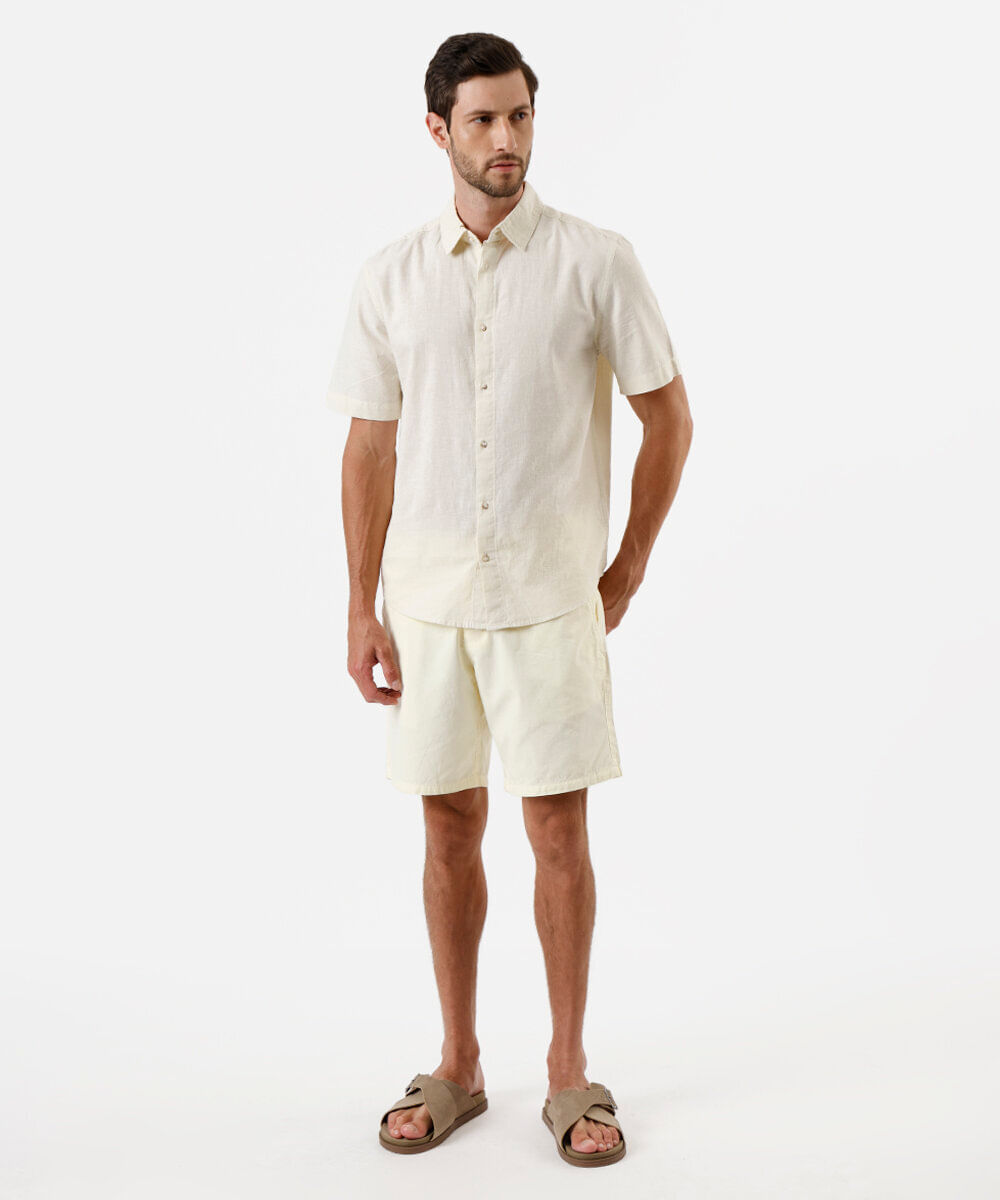 bermuda reta masculina de sarja amarela