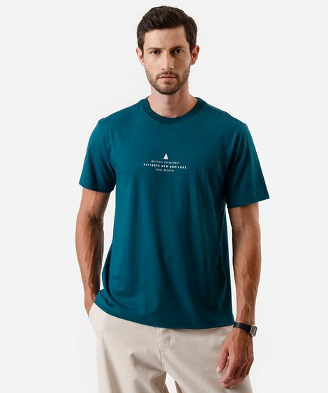 camiseta masculina de algodão estampada verde