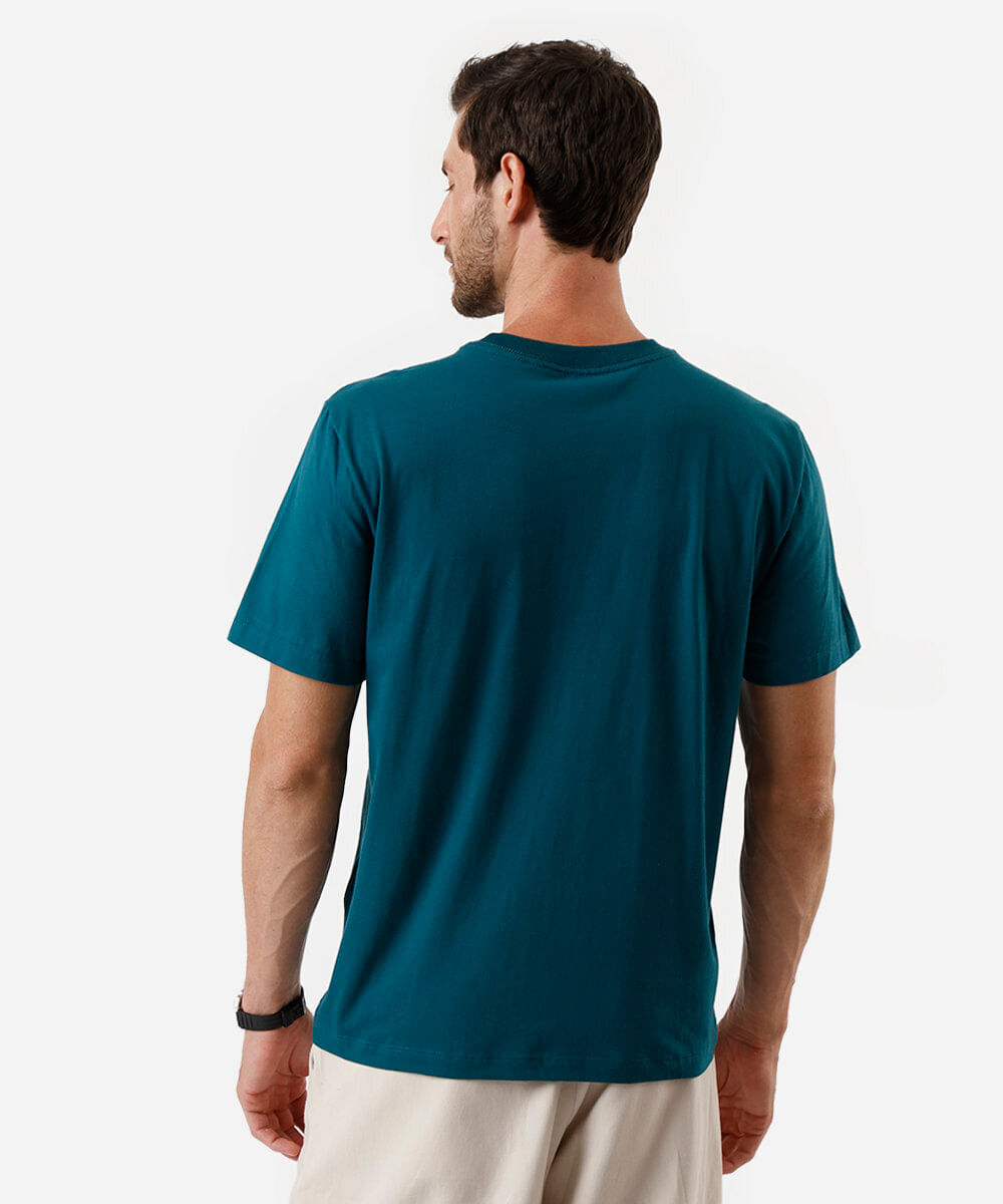 camiseta masculina de algodão estampada verde