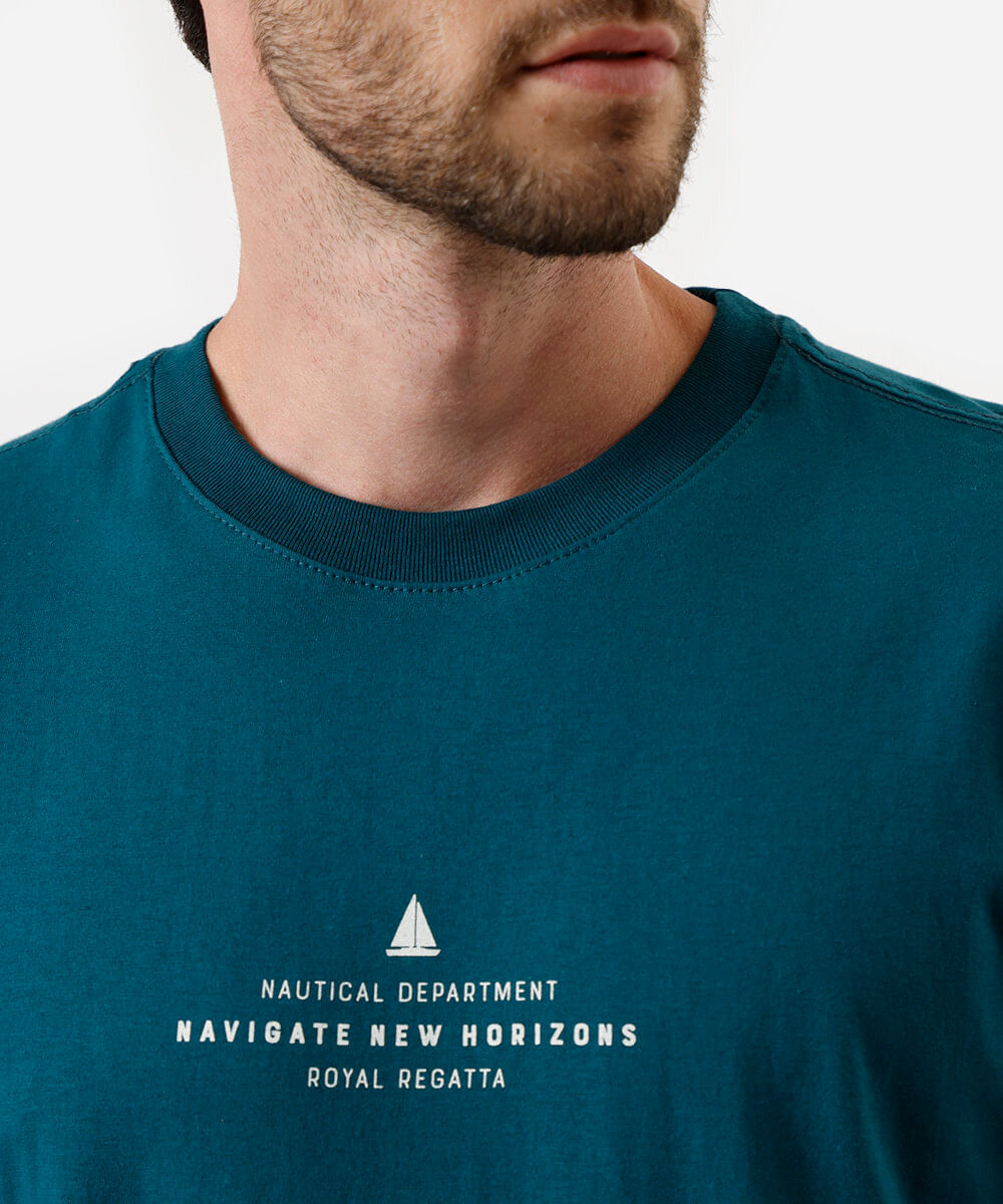 camiseta masculina de algodão estampada verde