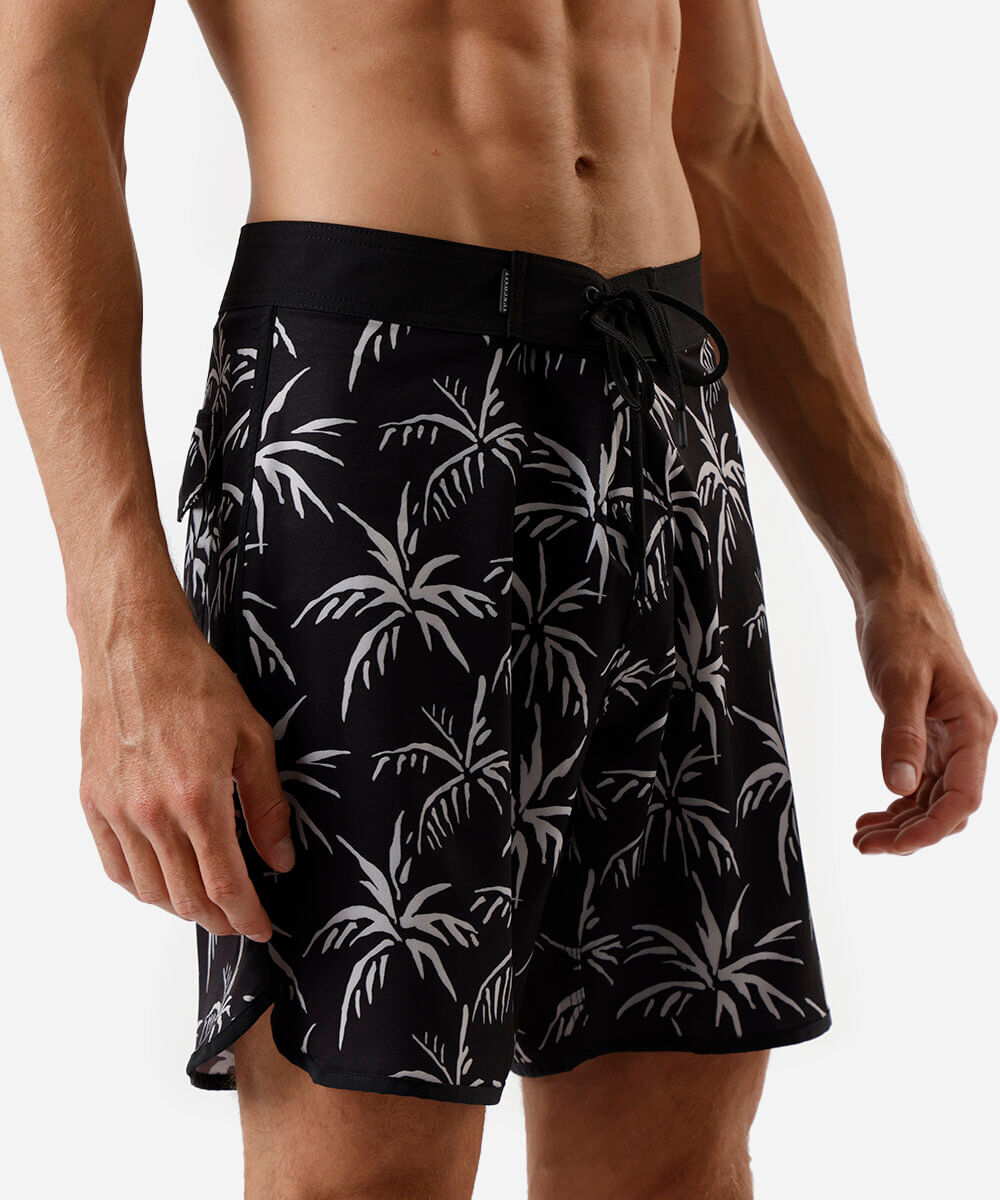 bermuda boardshort masculina estampada preta