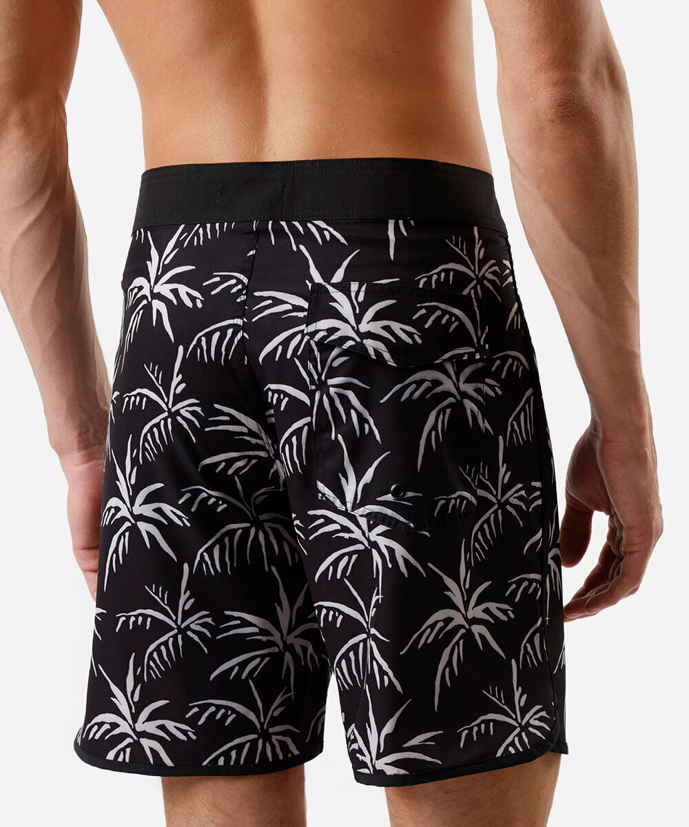 bermuda boardshort masculina estampada preta