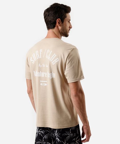 camiseta masculina com algodão surf club bege