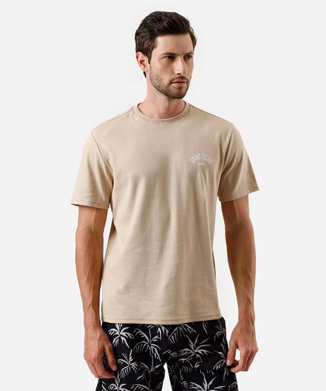 camiseta masculina com algodão surf club bege