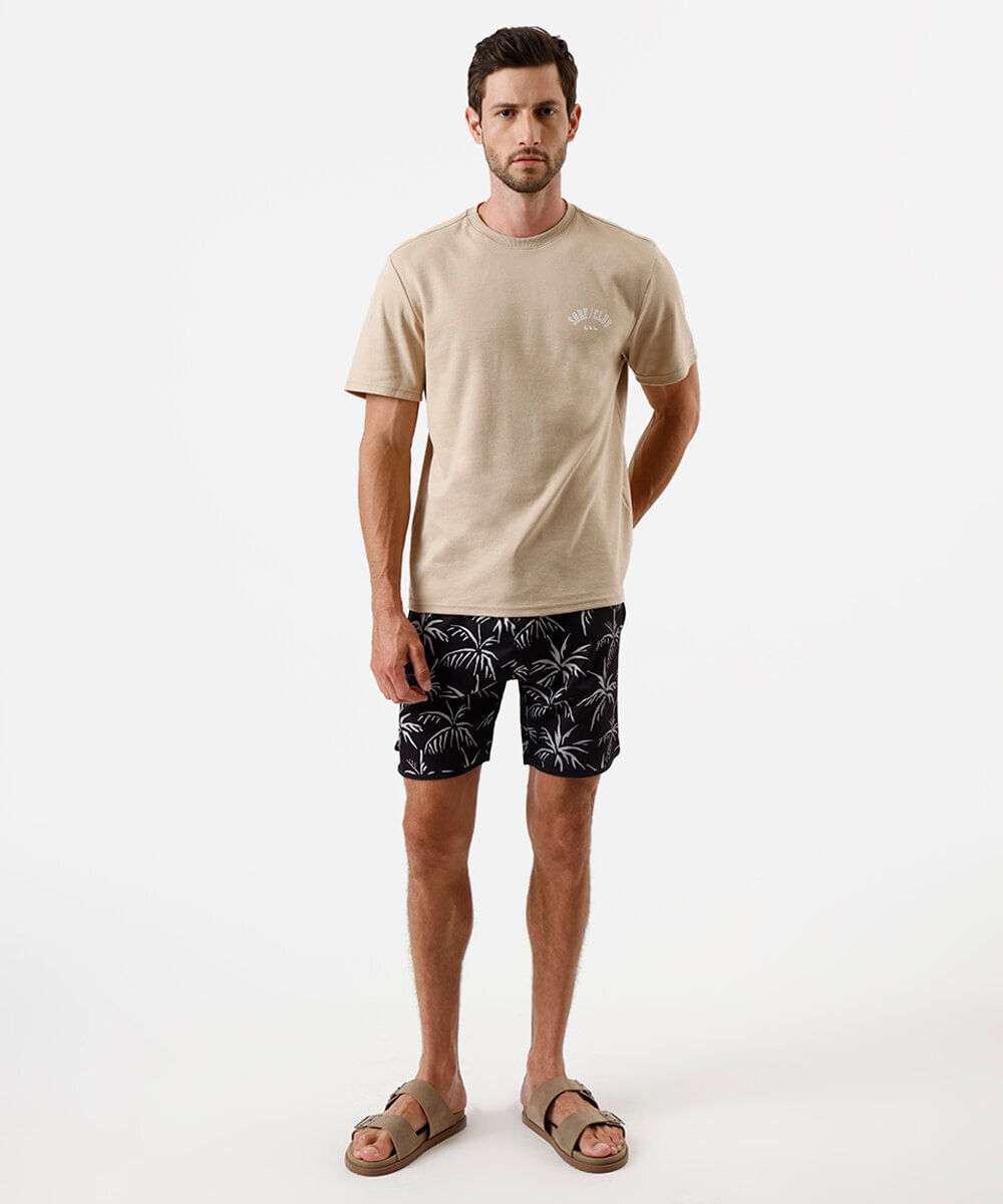camiseta masculina com algodão surf club bege