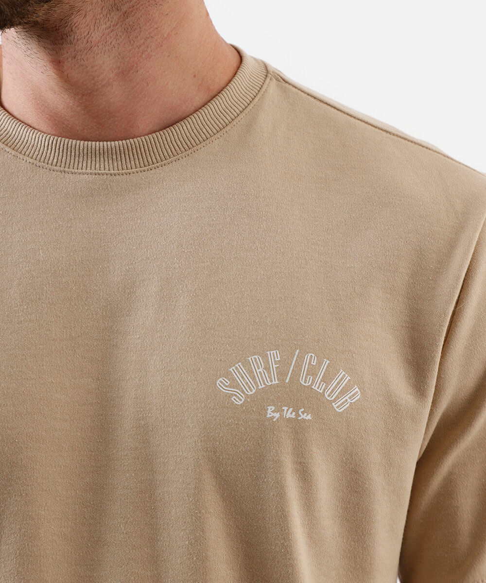 camiseta masculina com algodão surf club bege