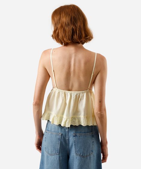 bata alça fina feminina de algodão amarela