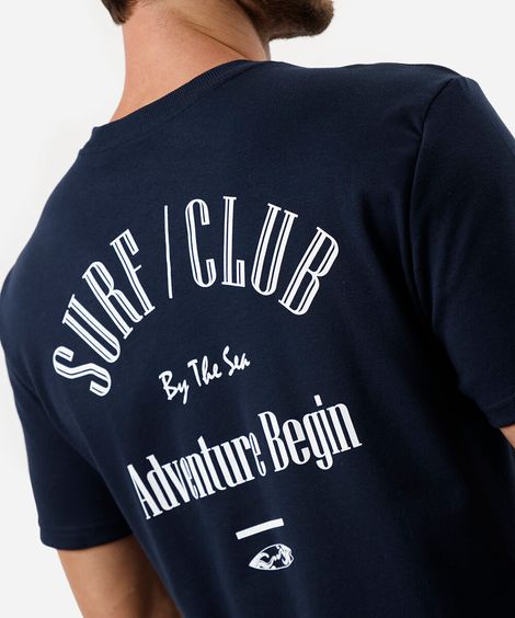 camiseta masculina com algodão surf club azul