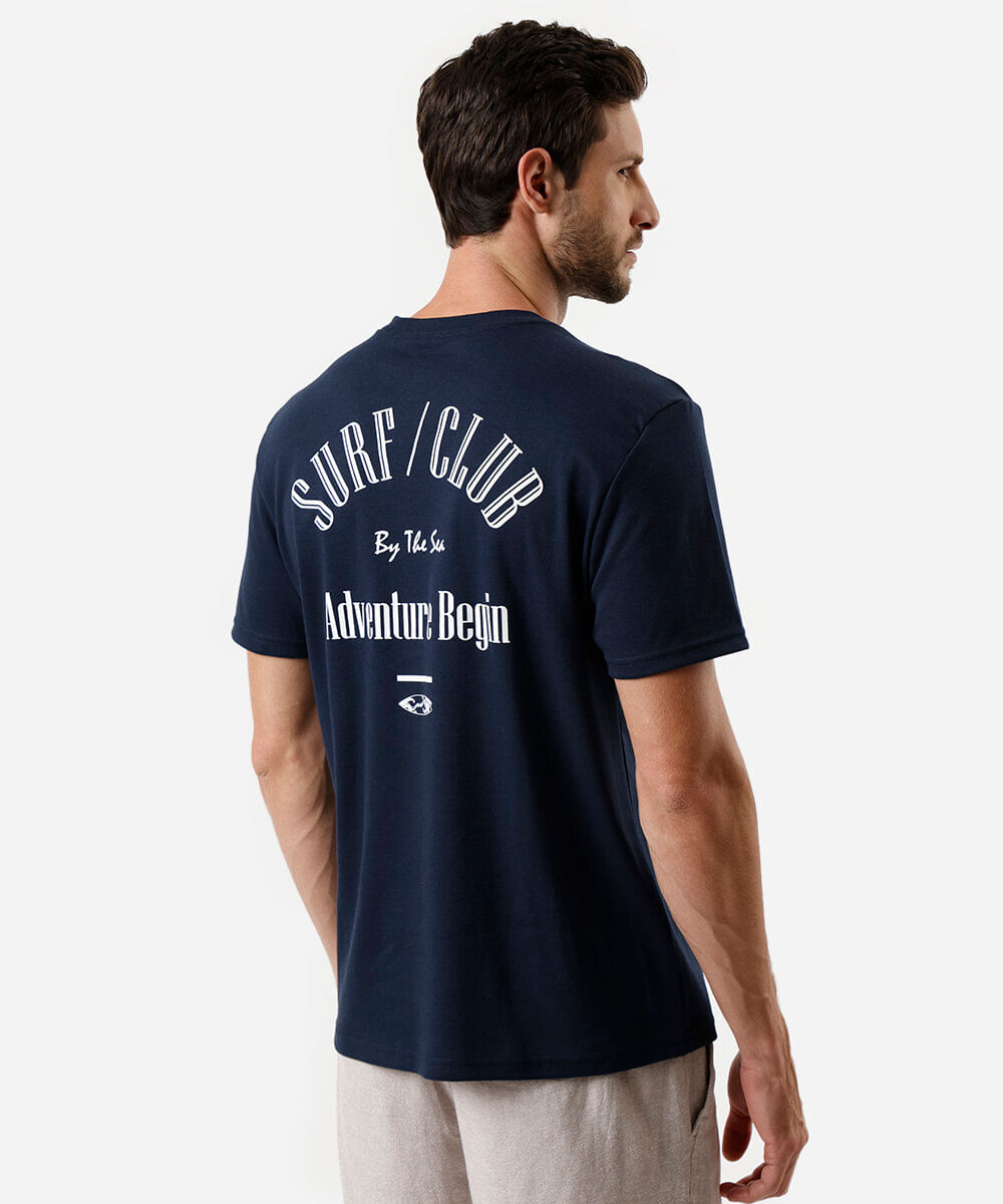 camiseta masculina com algodão surf club azul