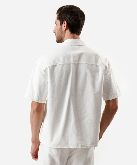 camisa box fit masculina de sarja off white
