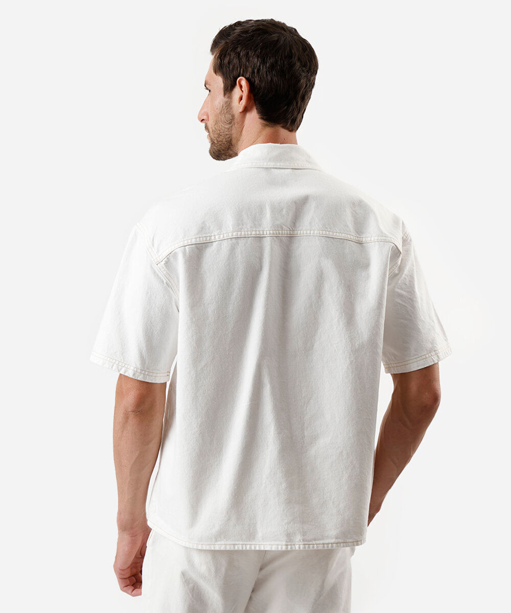 camisa box fit masculina de sarja off white