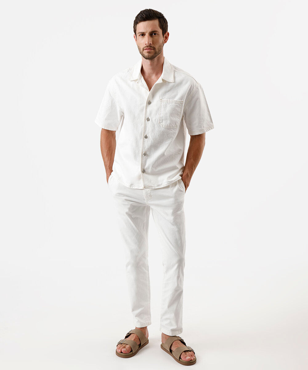 camisa box fit masculina de sarja off white