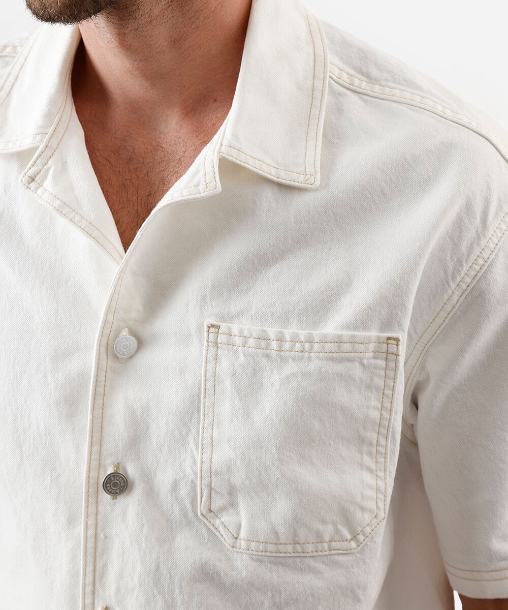 camisa box fit masculina de sarja off white