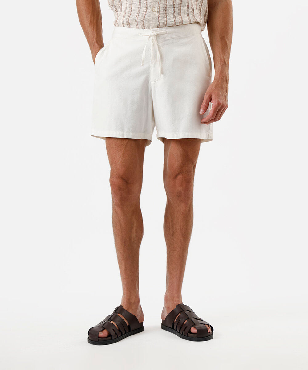 bermuda reta algodão off white