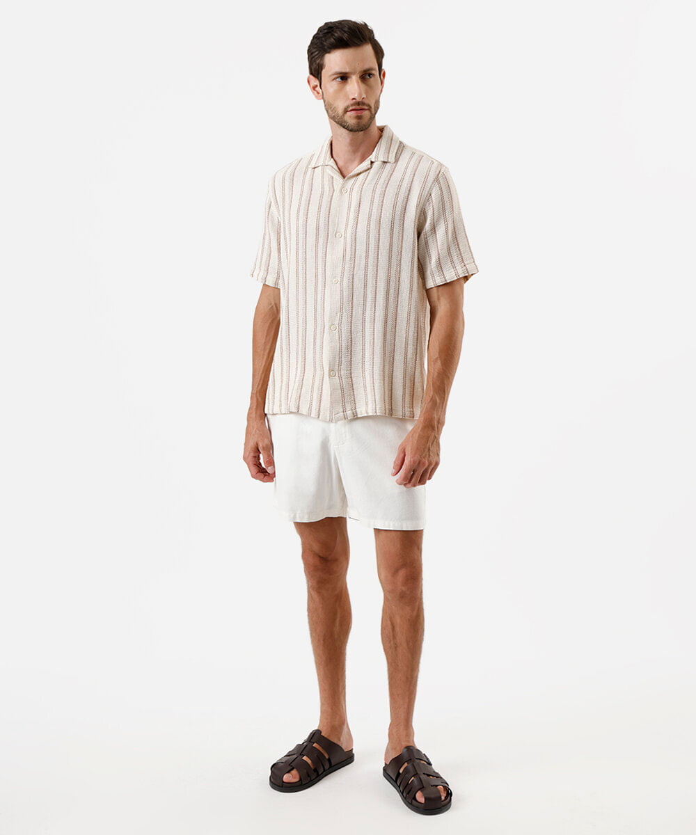 bermuda reta algodão off white