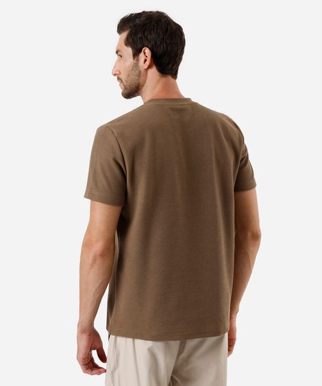 camiseta masculina manga curta texturizada bege
